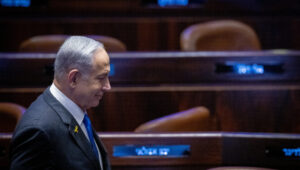 Israeli Prime Minister Benjamin Netanyahu attends a 40 signatures debate, at the plenum hall of the Knesset, the Israeli parliament in Jerusalem, on June 24, 2024. Photo by Chaim Goldberg/Flash90