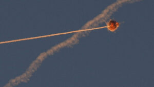 Israel's air-defense systems fire interception missiles at Hezbollah rockets from Lebanon near the northern city of Safed, June 27, 2024. Photo by Ayal Margolin/Flash90.