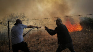 Fires sparked by rocket and drone attacks from Lebanon in Israel's Golan Heights, July 4, 2024. Photo by Michael Giladi/Flash90.