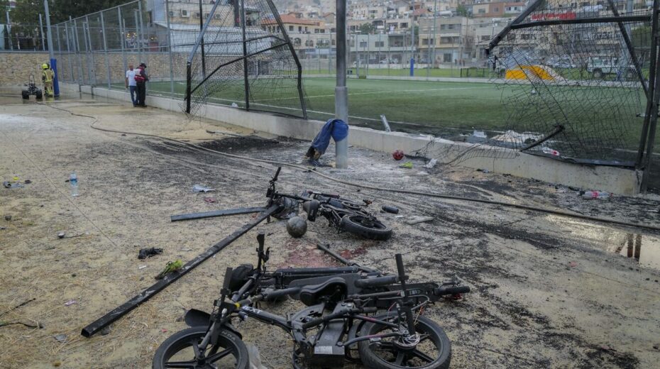Israeli rescue forces seen at the site of a Hezbollah missile attack in the Druze village of Majdal Shams, July 27, 2024. Photo by Michael Giladi/Flash90.