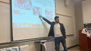 Pro-Israel activist Yoseph Haddad speaking to U.S. college students. Credit: Courtesy.