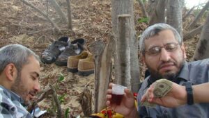 A photo of Hamas terrorist Mohammed Deif (right) found on a laptop during Gaza operations and released by the IDF, Jan. 7, 2024. Credit: IDF.