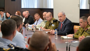 Prime Minister Benjamin Netanyahu briefs Israel National Defense College cadets on the war against Hamas in the Gaza Strip, July 1, 2024. Photo by Koby Gideon/GPO.