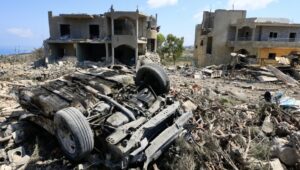 Aftermath of the Israeli airstrike in the southern Lebanon village of Chamaa on August 2, 2024. Photo by EPA-EFE/STR