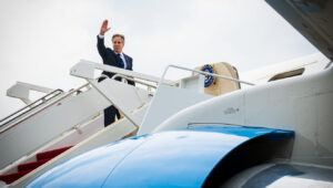 US Secretary of State Antony Blinken departs Joint Base Andrews in Camp Spring, Md., July 25, 2024. Credit: Freddie Everett/US State Department.