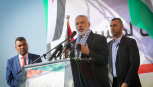 Head of the Political Bureau of Hamas Ismail Haniyeh attends a groundbreaking ceremony for the Rafah Medical Complex in Rafah, southern Gaza Strip, on November 23, 2019. Photo by Abed Rahim Khatib/ Flash90