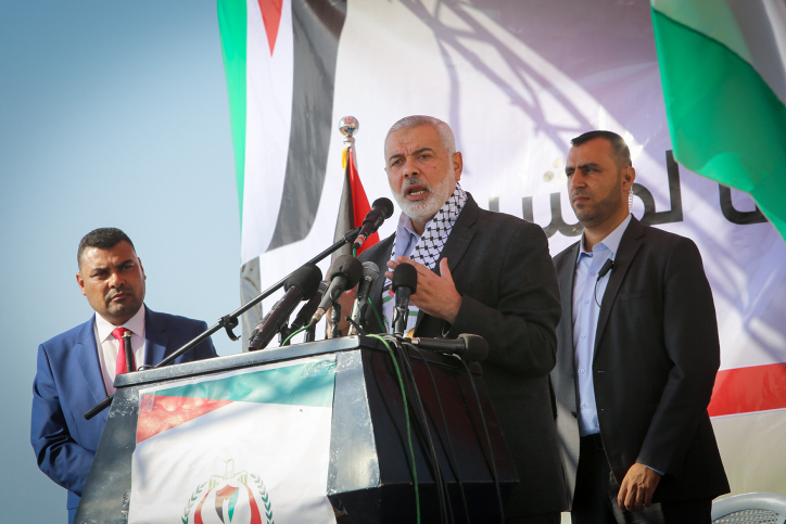 Head of the Political Bureau of Hamas Ismail Haniyeh attends a groundbreaking ceremony for the Rafah Medical Complex in Rafah, southern Gaza Strip, on November 23, 2019. Photo by Abed Rahim Khatib/ Flash90