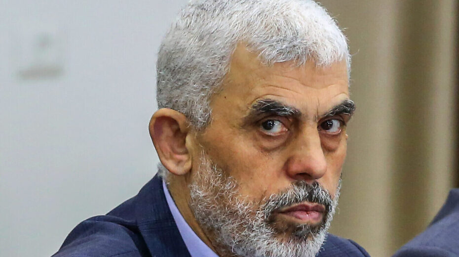 Hamas leader Yahya Sinwar in Gaza City on April 13, 2022. Photo by Attia Muhammed/Flash90.