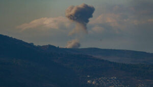 Smoke rises after an Israeli Air Force strike in Southern Lebanon, as seen from the Israeli side of the border, Aug. 6, 2024. Photo by Ayal Margolin/Flash90.