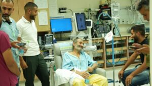 Farhan Alkadi with relatives at Soroka Hospital. Photo: Yossi Ifergan.