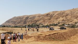 Locals and visitors attend a communal event in Mevo'ot Yericho on Dec. 21, 2022. Credit: Courtesy of the village of Mevo'ot Yericho.