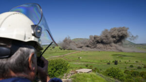 Controlled demining in the Golan Heights in April 2024. Photo: Michael Giladi/Flash90