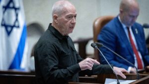 Israeli minister of Defense Yoav Gallant attends an assembly session in the plenum hall at the Knesset, the Israeli Parliament in Jerusalem. Photo by Chaim Goldberg/Flash90