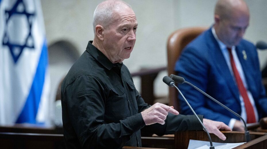 Israeli minister of Defense Yoav Gallant attends an assembly session in the plenum hall at the Knesset, the Israeli Parliament in Jerusalem. Photo by Chaim Goldberg/Flash90