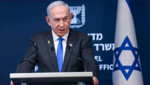 Prime Minister Benjamin Netanyahu speaks in Jerusalem during a televised address to the nation, Sept. 2, 2024. Photo by Chaim Goldberg/Flash90.