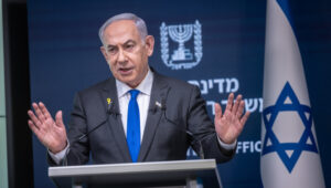 Prime Minister Benjamin Netanyahu speaks during a press conference in Jerusalem on September 2, 2024. Photo by Chaim Goldberg/Flash90
