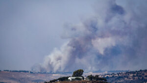 Smoke rises after an Israeli air strike in southern Lebanon, as it seen from the Israeli side of the border, September 23, 2024. Photo by David Cohen/Flash90