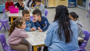 Children in Sderot on the first day of school since the Oct. 7 massacre, March 3, 2024. Photo by Liron Moldovan/Flash90.
