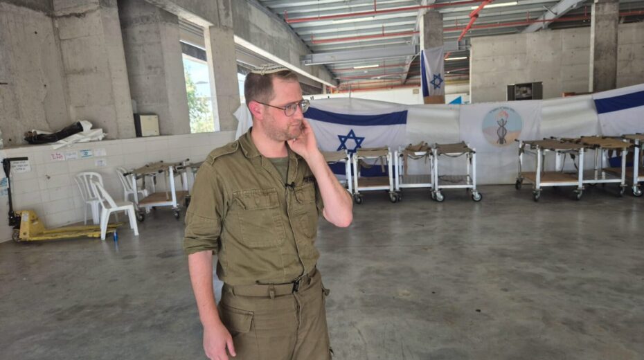 Sgt. (res.) Rabbi Bentsi Mann at the IDF's Shura Base, Aug. 28, 2024. Photo by Yaakov Lappin.