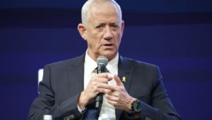 Israeli opposition leader Benny Gantz addressing the MEAD conference in Washington, DC. Photo by Itzik Belenitzki