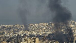 Smoke rises after Israeli night raids in the southern suburbs of Beirut, Lebanon, September 28, 2024. Photo: EPA-EFE/WAEL HAMZEH.