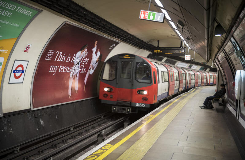 People wait at the underground train station in London, England, on March 17, 2017. Photo by Nati Shohat/Flash90