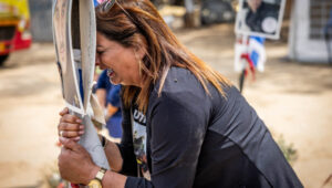 Grieving relatives at the site of the Nova Festival. Photo: Chaim Goldberg/Flash90