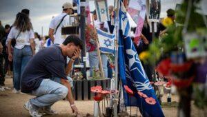 Friends and family of the victims of the Nova music festival massacre gather at the site of the massacre in southern Israel one year after the tragedy. October7, 2024. Photo by Yonatan Sindel/Flash90