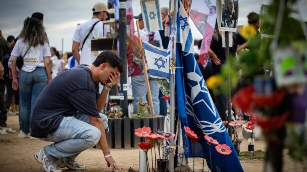 Friends and family of the victims of the Nova music festival massacre gather at the site of the massacre in southern Israel one year after the tragedy. October7, 2024. Photo by Yonatan Sindel/Flash90