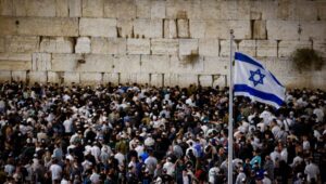 People pray for forgiveness (Slichot) at the Western Wall in the Old City of Jerusalem in the early morning of October 10, 2024, before Yom Kippur, the Day of Atonement, the most important day in the Jewish calendar. Photo by Chaim Goldberg/Flash90
