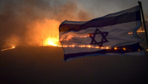 Wildfires sparked by a missile attack from Lebanon, near Korazim, northern Israel, Oct. 9, 2024. Photo by Michael Giladi/Flash90.