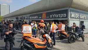 Israeli security and rescue personnel at the scene of a terrorist attack at the Beersheva Central Bus Station, Oct. 6, 2024. Credit: United Hatzalah.