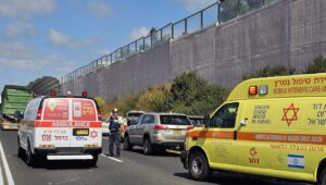 Magen David Adom emergency medical crews arrive at the scene of a rocket impact in the Haifa area on Oct. 9, 2024. Credit: MDA.
