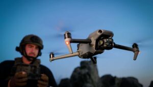 An Israeli soldier operates a drone in the Golan Heights, Feb. 11, 2024. Photo by Michael Giladi/Flash90.