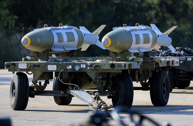 Israeli jets are loaded up at Tel Nor Air Force base. Photo by Moshe Shai/FLASH90