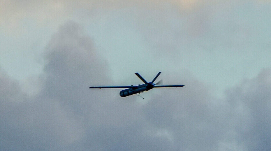 A drone launched by Hezbollah flies over the Israeli border on Sept. 15, 2024. Photo by Ayal Margolin/Flash90.