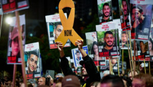 Now! Israelis demand the release of Israelis held hostage by Hamas terrorists in the Gaza Strip at a rally in Tel Aviv on October 26, 2024. Photo: Avshalom Sassoni/Flash90