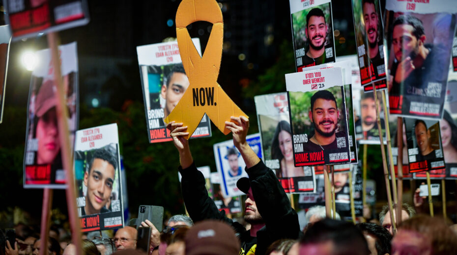 Now! Israelis demand the release of Israelis held hostage by Hamas terrorists in the Gaza Strip at a rally in Tel Aviv on October 26, 2024. Photo: Avshalom Sassoni/Flash90