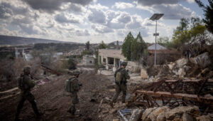 Israeli soldiers in action in a village in southern Lebanon on November 20, 2024. Photo by Chaim Goldberg/Flash90