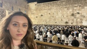 Author Oriel Moran at the Western Wall in Jerusalem during the "selichot" period when Jews plead for divine forgiveness.