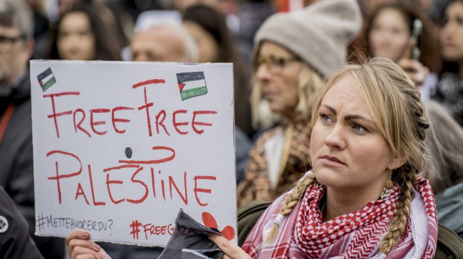 People demonstrate at Christiansborg Palace Square in Copenhagen, Denmark, 28 October 2023. Amnesty International Denmark, CARE Denmark and Mellemfolkeligt Samvirke organized the demonstration under the the parole 'Protect innocent lifes' based on the current situation in Gaza. Photo by EPA-EFE/Emil Nicolai Helms