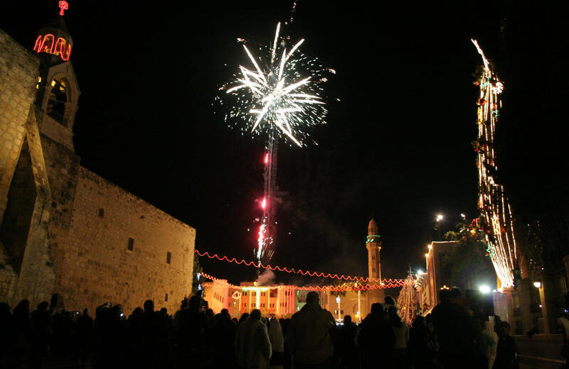Christmas fireworks display over Bethlehem. Photo by Najeh Hashlamoun/Flash 90