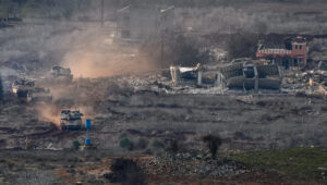Israeli tanks leaving Meiss al Jabal, southern Lebanon, Dec. 4, 2024. Photo by Ayal Margolin/Flash90.