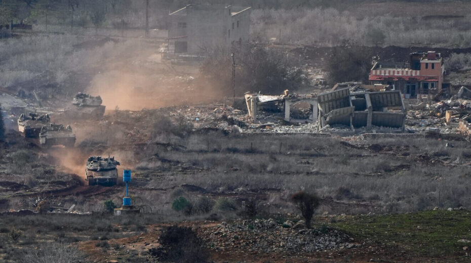 Israeli tanks leaving Meiss al Jabal, southern Lebanon, Dec. 4, 2024. Photo by Ayal Margolin/Flash90.