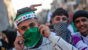 People celebrate the end of the Assad regime after Friday prayers in Hama, Syria, December 13, 2024. Photo by Asaad Syria/Flash90