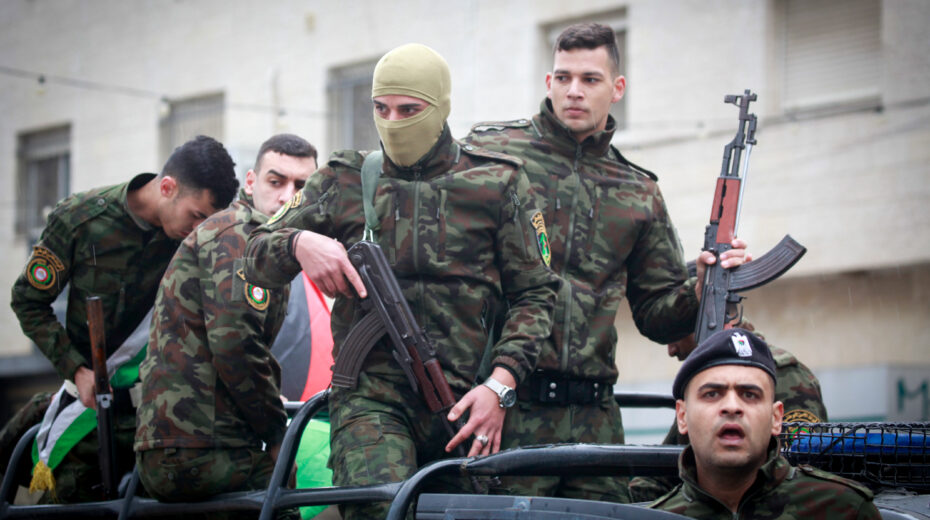 Palestinian security forces and mourners attend the funeral of Ibrahim Jumaa, a member of the Palestinian Preventive Security Services, in the West Bank city of Nablus on December 27, 2024. He was killed in clashes with Palestinian militants in the Jenin refugee camp. Photo by Nasser Ishtayeh/Flash90