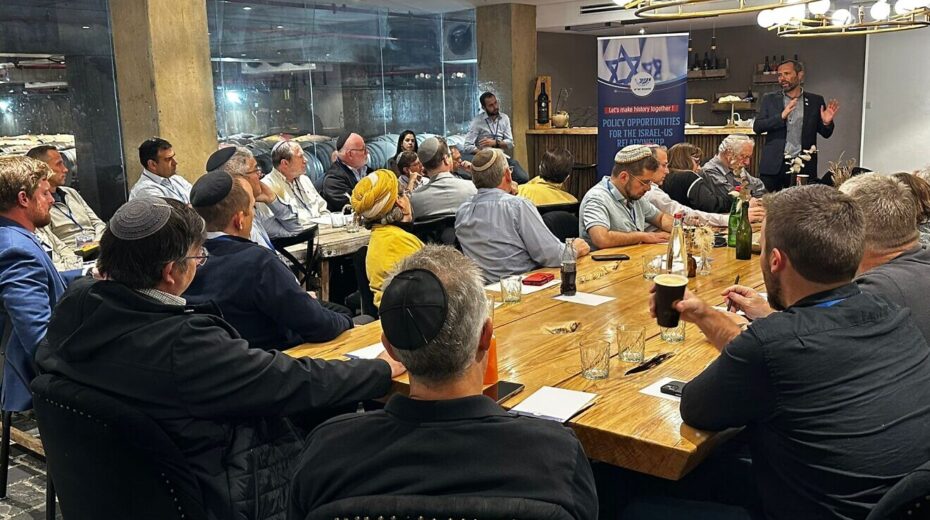 Anglo-Israeli public diplomacy professionals, activists and Israel-U.S. relations experts attend the Yesha Council's "Policy Opportunities for the Israel-US Relationship" conference at the Psagot Winery in Binyamin, Dec. 4, 2024. Credit: Yesha Council.