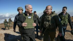 Israeli Prime Minister Benjamin Netanyahu and other senior security officials at the peak of Mount Hermon, Dec. 17, 2024. Photo by Maayan Toaf/GPO.