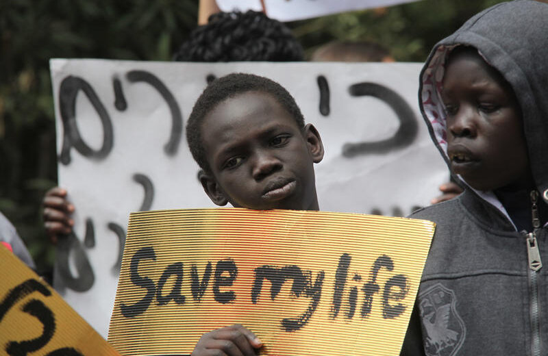 Refugees fleeing genocide in Sudan seek asylum in Israel, during a demonstration in Tel Aviv in 2012. Photo by Yossi Zamir/Flash90