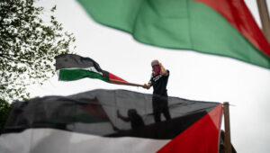 Pro-Palestinian activists hold a "Globalize the Intifada" protest in New York City, September 17, 2021. Photo by Luke Tress/Flash90
